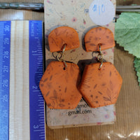 E033 Leaf into Fall Orange Clay hand-painted Earrings