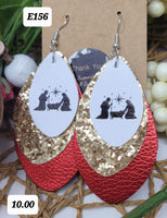 E156 Manger Scene Earrings