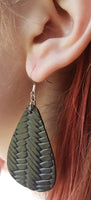 E111 Black Faux Leather Earrings