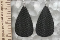 E111 Black Faux Leather Earrings