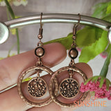 E071  Flower Ring Earrings Ccopper