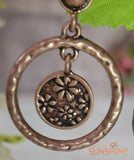 E071  Flower Ring Earrings Ccopper