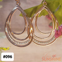 E096 Beautiful Rose Gold and Sparkle Hoops Teardrop Earrings