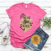 Mom Boss Wife- Glitter Leopard Graphic Tee