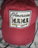 American Mama Arrow Feather Women's Distressed Red Canvas Hat.