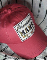 American Mama Arrow Feather Women's Distressed Red Canvas Hat.