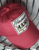 American Mama Arrow Feather Women's Distressed Red Canvas Hat.