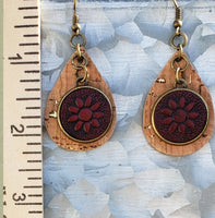 3322 Sunflower Golden Cork Earrings