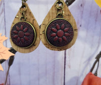 3322 Sunflower Golden Cork Earrings